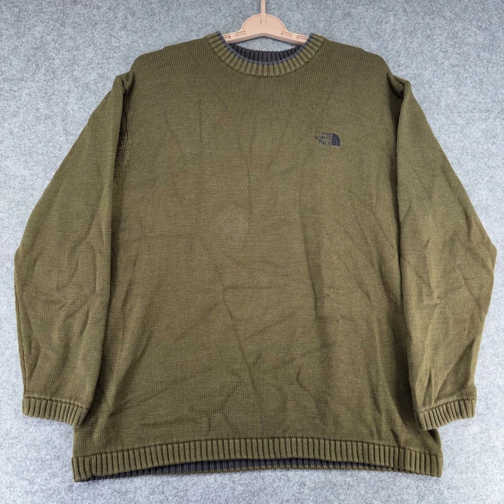 The North Face A5 Series Mens XL Olive Green Crewneck Knit Sweater Long Sleeve